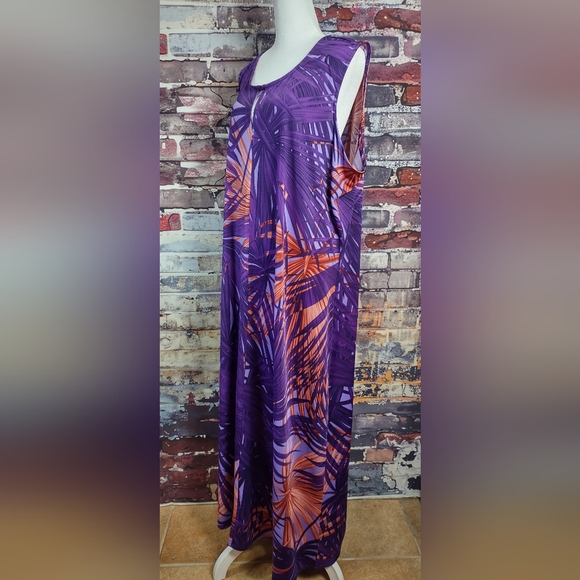 Anthony Original Tropical Palm Leaf Print Stretch Knit Dress - Picture 2 of 7